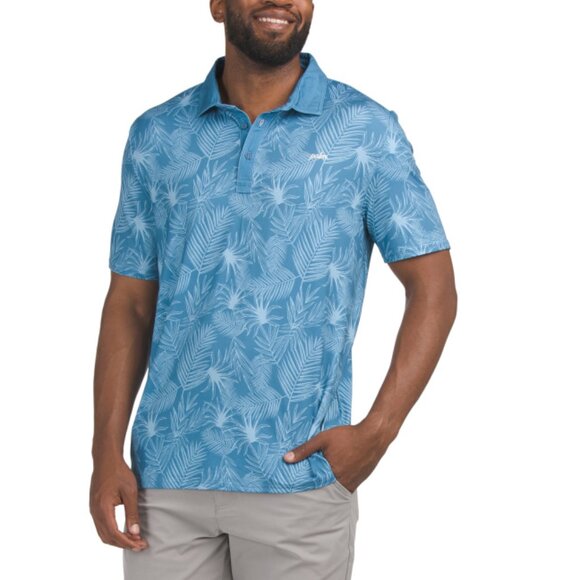 PALM GOLF Navy Overlook Printed Polo - Picture 1 of 2